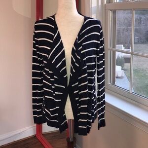 Gap cotton striped draped cardigan pockets size medium